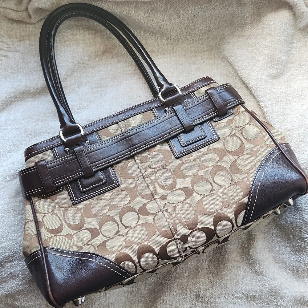 Coach Signature Hampton Canvas & Leather Shoulder Bag - Picture 4 of 16